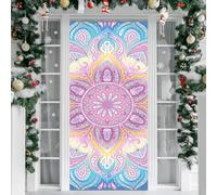 Treer Housse de Porte 210 sur 90 Elastique, Motif Mandala Deco Housse de Porte Elastique Décoration Toute l'année Intérieur Extérieur pour Fête, Anniversaire, Mariage Décoration (Style 1,90x210cm)