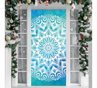 Treer Housse de Porte 210 sur 90 Elastique, Motif Mandala Deco Housse de Porte Elastique Décoration Toute l'année Intérieur Extérieur pour Fête, Anniversaire, Mariage Décoration (Style 9,90x210cm)