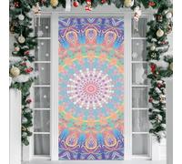 Treer Housse de Porte 210 sur 90 Elastique, Motif Mandala Deco Housse de Porte Elastique Décoration Toute l'année Intérieur Extérieur pour Fête, Anniversaire, Mariage Décoration (Style 3,90x210cm)