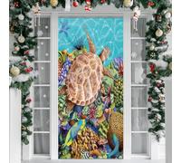 Treer Housse de Porte 210 sur 90 Elastique, Motif Tortue Deco Housse de Porte Elastique Décoration Toute l'année Intérieur Extérieur pour Fête, Anniversaire, Mariage Décoration (90x210cm,Imprimer 6)