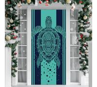 Treer Housse de Porte 210 sur 90 Elastique, Motif Tortue Deco Housse de Porte Elastique Décoration Toute l'année Intérieur Extérieur pour Fête, Anniversaire, Mariage Décoration (90x210cm,Imprimer 2)