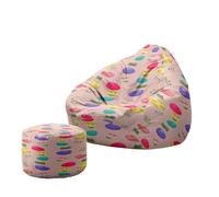 Treer Housse de Sac de Haricots Poufs de Salon Intérieur Extérieur (sans Remplissage) 3D Adultes Housses de Repose-Pieds Pouf Classique pour Salon, Balcon, Jardin (Œuf coloré,80x90+20x30cm)