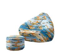 Treer Housse de Sac de Haricots Poufs de Salon Intérieur Extérieur (sans Remplissage) 3D Housses de Repose-Pieds Pouf Classique pour Salon, Balcon, Jardin (Coquillage,90x100+20x30cm)