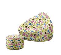 Treer Housse de Sac de Haricots Poufs de Salon Intérieur Extérieur (sans Remplissage) Donut 3D Adultes Housses de Repose-Pieds Pouf Classique pour Salon, Balcon, Jardin (Style 5,100x120+20x30cm)