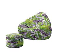 Treer Housse de Sac de Haricots Poufs de Salon Intérieur Extérieur (sans Remplissage) Fruits de Mode 3D Housses de Repose-Pieds Pouf Classique pour Salon, Balcon, Jardin (Violet,80x90+20x30cm)