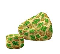 Treer Housse de Sac de Haricots Poufs de Salon Intérieur Extérieur (sans Remplissage) Fruits de Mode 3D Housses de Repose-Pieds Pouf Classique pour Salon, Balcon, Jardin (Modèle 8,80x90+20x30cm)