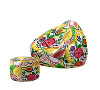 Treer Housse de Sac de Haricots Poufs de Salon Intérieur Extérieur (sans Remplissage) Fruits de Mode 3D Housses de Repose-Pieds Pouf Classique pour Salon, Balcon, Jardin (Modèle 4,100x120+20x30cm)