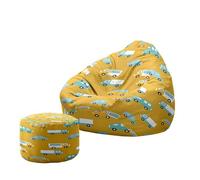 Treer Housse de Sac de Haricots Poufs de Salon Intérieur Extérieur (sans Remplissage) Modèle de Voiture Housses de Repose-Pieds Pouf Classique pour Salon, Balcon, Jardin (Kaki,90x100+20x30cm)