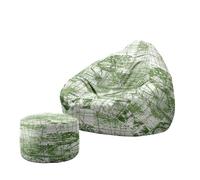 Treer Housse de Sac de Haricots Poufs de Salon Intérieur Extérieur (sans Remplissage) Rayures Circulaires Adultes Housses de Repose-Pieds Pouf Classique pour Salon, Balcon, Jardin (D,130x150+20x30cm)