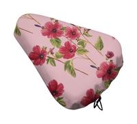 Treer Housse de Selle de Vélo Imperméable, Housse de Pluie pour Siège de Vélo avec Cordon de Serrage Motif Fleur 3D Protection Contre la Pluie Résistante à l'eau (Fleur Rouge,2 Pièces)