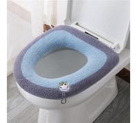 Treer Housse de Siège de Toilette WC Doux et Chaud, Lavable, Générique Abattant Lavable Coussin de Siège de Toilette Doux, pour Salle de Bain, La Plupart des Toilettes (1 pc,Bleu)