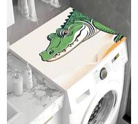 Treer Housse Machine à Laver Absorbants Séchage Rapide Dessin animé Style Animal Tapis de Protection Universelle Antidérapant Découpable Douce pour Sèche-linge, Réfrigérateur (Crocodile,50x60 cm)
