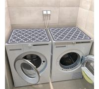 Treer Housse Machine à Laver Absorbants Séchage Rapide, Motif Européen Tapis de Protection Antidérapant pour Machines à Laver Sèche-linge Réfrigérateur 1pc (30x40cm,Gris)