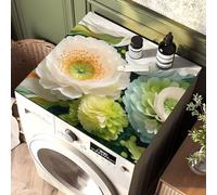 Treer Housse Machine à Laver Absorbants Séchage Rapide, Motif Floral - Tapis de Protection Antidérapant pour Machines à Laver Sèche-linge Réfrigérateur (Cyan Clair,30x40cm)