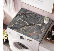 Treer Housse Machine à Laver Absorbants Séchage Rapide, Motif Marbré Tapis de Protection Antidérapant pour Machines à Laver Sèche-linge Réfrigérateur (Anthracite,50x50cm)