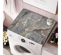 Treer Housse Machine à Laver Absorbants Séchage Rapide, Motif Marbré Tapis de Protection Antidérapant pour Machines à Laver Sèche-linge Réfrigérateur (Gris,60x60cm)