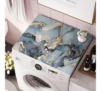 Treer Housse Machine à Laver Absorbants Séchage Rapide, Motif Marbré Tapis de Protection Antidérapant pour Machines à Laver Sèche-linge Réfrigérateur (Cyan,60x60cm)