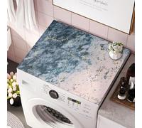 Treer Housse Machine à Laver Absorbants Séchage Rapide, Motif Marbré Tapis de Protection Antidérapant pour Machines à Laver Sèche-linge Réfrigérateur (Bleu Poudré,50x50cm)