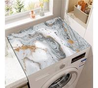 Treer Housse Machine à Laver, Marbre 3D Absorbants Séchage Rapide Tapis de Protection Antidérapant, pour Machines à Laver Sèche-linge Réfrigérateur Micro-Ondes Cuisine (Gris,50x50cm)