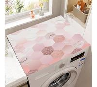 Treer Housse Machine à Laver, Marbre 3D Absorbants Séchage Rapide Tapis de Protection Antidérapant, pour Machines à Laver Sèche-linge Réfrigérateur Micro-Ondes Cuisine (Rose1,60x60cm)