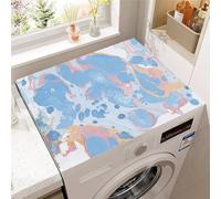 Treer Housse Machine à Laver, Marbre 3D Absorbants Séchage Rapide Tapis de Protection Antidérapant, pour Machines à Laver Sèche-linge Réfrigérateur Micro-Ondes Cuisine (Bleu,60x60cm)