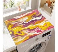 Treer Housse Machine à Laver, Marbre 3D Absorbants Séchage Rapide Tapis de Protection Antidérapant, pour Machines à Laver Sèche-linge Réfrigérateur Micro-Ondes Cuisine (Jaune,30x40cm)