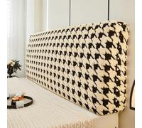 Treer Housse Tete de Lit Extensible, Housse Tête de Lit Confort Peluche Couverture de Protecteur, Universelle Anti-Poussière Protecteur pour Simples Doubles (Pois Chiche Beige,200cm)