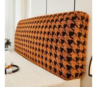 Treer Housse Tete de Lit Extensible, Housse Tête de Lit Confort Peluche Couverture de Protecteur, Universelle Anti-Poussière Protecteur pour Simples Doubles (Pois Chiche Café,200cm)