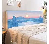 Treer Housse Tete de Lit Extensible, Housse Tête de Lit Doux, Amovible Couverture de Protecteur, Universelle Anti-Poussière Protecteur pour Doubles King, Style Minimaliste (Bleu A,120cm)