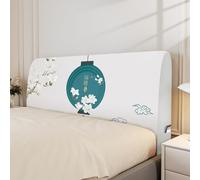 Treer Housse Tete de Lit Extensible, Housse Tête de Lit Style Chinois Couverture de Protecteur, Universelle Anti-Poussière Protecteur pour Simples Doubles King (Lanterne Verte,150cm)