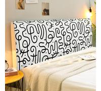 Treer Housse Tete de Lit Extensible, Housse Tête de Lit Style Minimaliste Couverture de Protecteur, Universelle Anti-Poussière Protecteur pour Simples Doubles King (Graffiti,100cm)