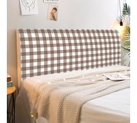Treer Housse Tete de Lit Extensible, Style Minimaliste, Housse Tête de Lit, Amovible Couverture de Protecteur, Universelle Anti-Poussière Protecteur pour Doubles King (Carreaux Marron,150cm)