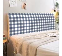 Treer Housse Tete de Lit Extensible, Style Minimaliste, Housse Tête de Lit, Amovible Couverture de Protecteur, Universelle Anti-Poussière Protecteur pour Doubles King (Blanc et Bleu,190cm)