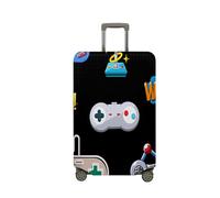 Treer Housse Valise,Elastique Housse de Valise,Console de Jeux Imprimé Housse Protection Valise, Zippé Bagage Voyager Protecteur,Housses de Valise pour 18-32 Pouce Valise (Noir,S)