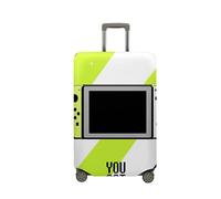 Treer Housse Valise,Elastique Housse de Valise,Console de Jeux Imprimé Housse Protection Valise, Zippé Bagage Voyager Protecteur,Housses de Valise pour 18-32 Pouce Valise (Vert-Blanc,L)