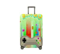 Treer Housse Valise,Elastique Housse de Valise,Console de Jeux Imprimé Housse Protection Valise, Zippé Bagage Voyager Protecteur,Housses de Valise pour 18-32 Pouce Valise (Vert,M)