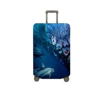 Treer Housse Valise,Elastique Housse de Valise,Imprimé Dauphin Housse Protection Valise, Zippé Bagage Voyager Protecteur,Lavable Housses de Valise pour 18-32 Pouce Valise (Dauphin 8,XL)