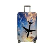 Treer Housse Valise,Elastique Housse de Valise,Imprimé sur l'Avion Housse Protection Valise, Zippé Bagage Voyager Protecteur,Lavable Housses de Valise pour 18-32 Pouce Valise (Nuages,XL)