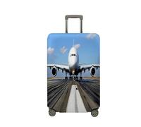 Treer Housse Valise,Elastique Housse de Valise,Imprimé sur l'Avion Housse Protection Valise, Zippé Bagage Voyager Protecteur,Lavable Housses de Valise pour 18-32 Pouce Valise (Piste d'atterrissage,XL)