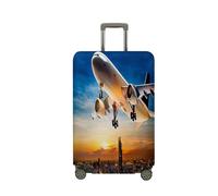 Treer Housse Valise,Elastique Housse de Valise,Imprimé sur l'Avion Housse Protection Valise, Zippé Bagage Voyager Protecteur,Lavable Housses de Valise pour 18-32 Pouce Valise (Avion 6,L)