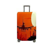 Treer Housse Valise,Elastique Housse de Valise,Imprimé sur l'Avion Housse Protection Valise, Zippé Bagage Voyager Protecteur,Lavable Housses de Valise pour 18-32 Pouce Valise (Coucher de Soleil 1,XL)