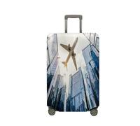 Treer Housse Valise,Elastique Housse de Valise,Imprimé sur l'Avion Housse Protection Valise, Zippé Bagage Voyager Protecteur,Lavable Housses de Valise pour 18-32 Pouce Valise (Grands bâtiments,L)