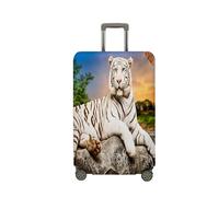 Treer Housse Valise,Elastique Housse de Valise,Imprimé Tigre Fashion Housse Protection Valise, Zippé Bagage Voyager Protecteur,Lavable Housses de Valise pour 18-32 Pouce Valise (Tigre 9,XL)