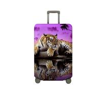Treer Housse Valise,Elastique Housse de Valise,Imprimé Tigre Fashion Housse Protection Valise, Zippé Bagage Voyager Protecteur,Lavable Housses de Valise pour 18-32 Pouce Valise (Tigre 1,S)