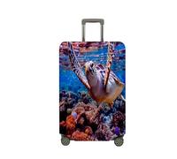 Treer Housse Valise,Elastique Housse de Valise,Imprimé Tortue de Mer Housse Protection Valise, Zippé Bagage Voyager Protecteur,Lavable Housses de Valise pour 18-32 Pouce Valise (S,Tortue de mer 3)