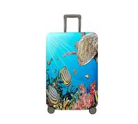 Treer Housse Valise,Elastique Housse de Valise,Imprimé Tortue de Mer Housse Protection Valise, Zippé Bagage Voyager Protecteur,Lavable Housses de Valise pour 18-32 Pouce Valise (XL,Corail)