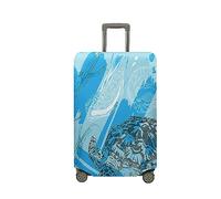 Treer Housse Valise,Elastique Housse de Valise,Imprimé Tortue de Mer Housse Protection Valise, Zippé Bagage Voyager Protecteur,Lavable Housses de Valise pour 18-32 Pouce Valise (S,Bleu Ciel)