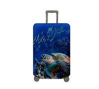 Treer Housse Valise,Elastique Housse de Valise,Imprimé Tortue de Mer Housse Protection Valise, Zippé Bagage Voyager Protecteur,Lavable Housses de Valise pour 18-32 Pouce Valise (XL,Poisson)