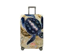 Treer Housse Valise,Elastique Housse de Valise,Imprimé Tortue de Mer Housse Protection Valise, Zippé Bagage Voyager Protecteur,Lavable Housses de Valise pour 18-32 Pouce Valise (S,Marron)