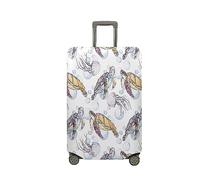 Treer Housse Valise,Elastique Housse de Valise,Imprimé Tortue de Mer Housse Protection Valise, Zippé Bagage Voyager Protecteur,Lavable Housses de Valise pour 18-32 Pouce Valise (M,Blanc)